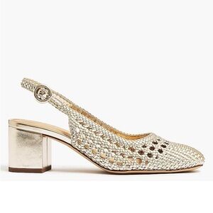 J crew gold woven slingback shoes block heels women’s size 7.5